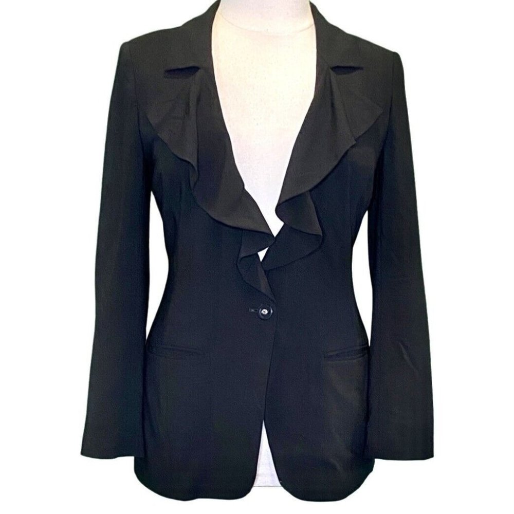 White House Black Market Black Ruffle Blazer